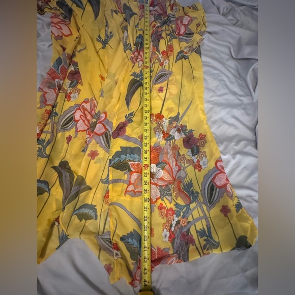 Gigio Yellow Floral Side Slit Kimono Lightweight Cover-up Cape XL - Picture 11 of 11